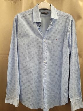 Tommy Hilfiger Light Blue Micro Dot Dress Shirt